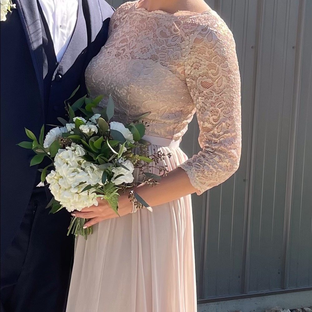 David’s Bridal Half Sleeve Bridesmaid Dress